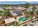 Backyard oasis featuring a freeform pool, mature palm trees, solar panels, and desert landscaping at 3619 Bixbee Ct, Las Vegas, NV 89129
