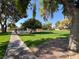 Beautiful view of green space with walking path, trees, and the community pool in the background at 63 Harrison Rose Ct, Las Vegas, NV 89110