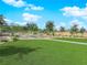 Community park features lush green lawn, bench seating, and landscaped gardens at 7128 Port Stephens St, North Las Vegas, NV 89084