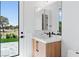 Modern bathroom with walk-in shower, toilet, vanity and stylish sink at 8721 Robinson Ridge Dr, Las Vegas, NV 89117