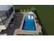 Aerial shot of a pool, patio, and landscaping at 8721 Robinson Ridge Dr, Las Vegas, NV 89117