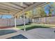 Relaxing backyard with covered patio, artificial turf, and block wall fencing at 976 El Camino Way, Boulder City, NV 89005