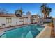 Gorgeous backyard pool with tiled edge and well-maintained landscaping at 976 El Camino Way, Boulder City, NV 89005