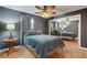 Stylish bedroom featuring a large bed, mirrored closet, and neutral tones for a cozy atmosphere at 976 El Camino Way, Boulder City, NV 89005