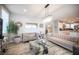 Open-concept living room with modern furniture, tiled floors, leading to the kitchen and other living spaces at 2198 Maderno St, Henderson, NV 89044