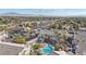 Aerial view showcasing complex with community pool, seating, and convenient city access at 3425 E Russell Rd # 202, Las Vegas, NV 89120