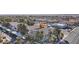 An aerial view shows the condominium building in a residential neighborhood with parking at 3425 E Russell Rd # 202, Las Vegas, NV 89120