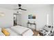 Comfortable main bedroom featuring modern decor and hardwood floors at 3425 E Russell Rd # 202, Las Vegas, NV 89120