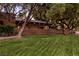 Charming single-story home with a lush green lawn and mature trees at 3455 Five Pennies Ln, Las Vegas, NV 89120