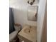 Bathroom featuring a pedestal sink, a mirror, and a shower/tub combo with a blue shower curtain at 3933 Lighthouse Ave, Las Vegas, NV 89110