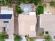 From above: home with desert landscaping, shaded patio, modern outdoor seating and privacy fencing at 4317 Via Vinci Ct, Pahrump, NV 89061