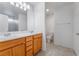 Bathroom with double sink vanity and separate toilet and shower area at 4436 Hatch Bend Ave, North Las Vegas, NV 89031