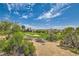 Lush golf course view surrounded by desert vegetation, manicured greens, and distant residential homes under blue sky at 4980 Pensier St, Las Vegas, NV 89135