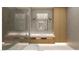 Luxurious bathroom with marble countertop, light wood cabinets, and glass-enclosed shower at 5885 St Ebbes Ct, Las Vegas, NV 89131