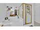 Bright bathroom featuring a soaking tub and separate shower with glass enclosure at 6631 Creeping Thyme St, Las Vegas, NV 89148