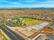 A wide aerial shot showcases the expansive community amenities, including pools, sports fields and playgrounds at 8668 Marcana St, Las Vegas, NV 89166