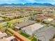 An elevated view showing the neighborhood with its well-maintained yards against a mountainous backdrop at 8668 Marcana St, Las Vegas, NV 89166