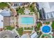 Overhead view of a stunning community pool, playground and common areas at 8668 Marcana St, Las Vegas, NV 89166