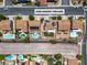 Overhead view of the property, highlighting the pool and manicured backyard at 1136 Casady Hollow Ave, Henderson, NV 89012