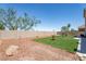 Private backyard with artificial turf, desert landscaping, and a block wall at 1136 Casady Hollow Ave, Henderson, NV 89012