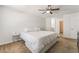Bright bedroom with a ceiling fan, a closet and access to an ensuite bathroom at 2451 N Rainbow Blvd # 2131, Las Vegas, NV 89108