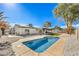Backyard features a sparkling blue pool, covered patio, artificial grass area, and low-maintenance landscaping at 2529 Indian Sage Way, Las Vegas, NV 89108