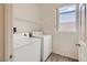 Efficient laundry room equipped with washer, dryer, and storage shelving at 4045 Oliver Sagebrush Dr, Las Vegas, NV 89122