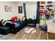 bedroom with baseball decorations, a ceiling fan, and a full-size bed, hardwood flooring at 7109 Rancho De Taos, Las Vegas, NV 89130