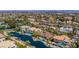 Breathtaking aerial view of a lakeside estate surrounded by lush landscaping and mature trees at 2209 Glenbrook Way, Las Vegas, NV 89117