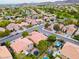 Neighborhood aerial view showcasing lush greenery, swimming pools, and well-maintained homes at 2383 Rainswept Ave, Henderson, NV 89052