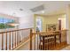 Bright hallway featuring wood railing and natural light from large window at 248 Hyssop Ct, Henderson, NV 89015