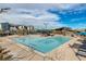 Community pool area with ample seating, umbrellas, and clubhouse, perfect for relaxation at 2518 Veronella St, Henderson, NV 89044