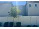 View of a home's exterior, fence, landscaping and tree at 2872 Atomic Tangerine Way # 2, Las Vegas, NV 89183