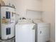 Bright laundry room with washer, dryer, water heater, and shelving at 3151 Soaring Gulls Dr # 1168, Las Vegas, NV 89128