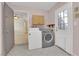 Practical laundry room with ample storage and door to the backyard at 5162 Somerset Dr, Las Vegas, NV 89120