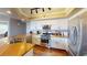 Well-equipped kitchen with butcher block island, modern appliances, and ample counter space at 6901 Cobre Azul Ave # 202, Las Vegas, NV 89108