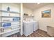 Convenient laundry room includes modern appliances, shelving, and extra storage space at 1433 Gable Falls Pl # 95, North Las Vegas, NV 89084
