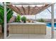 Outdoor bar and covered seating area perfect for entertaining with resort style view at 2153 King Crest Ct, Henderson, NV 89052