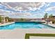 Luxurious pool and spa featuring elegant hardscaping, contemporary decor, and tranquil water features at 2153 King Crest Ct, Henderson, NV 89052
