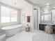 Bright bathroom with a soaking tub, stylish fixtures, and a view of vanity area at 220 Villa Borghese St, Las Vegas, NV 89138