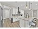 Bright kitchen featuring modern appliances, an island with pendant lighting and sleek white cabinetry at 2654 Summit Springs St, Henderson, NV 89044