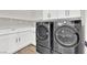 Well-organized laundry room featuring modern washer and dryer units, ample counter space, and crisp white cabinetry at 2654 Summit Springs St, Henderson, NV 89044