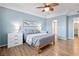 Lovely bedroom with dual side tables, ceiling fan, and neutral decor at 3550 Bay Sands Dr # 2101, Laughlin, NV 89029
