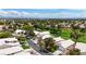 Picturesque aerial shot of homes near a golf course, showcasing lush greenery and scenic views of the city skyline at 4924 Cedar Lawn Way, Las Vegas, NV 89130