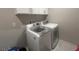 Laundry room with modern washer and dryer units and storage cabinets at 7527 Ardenno St, North Las Vegas, NV 89084