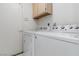 A laundry room with white appliances and a storage cabinet at 8326 Mount Nido Dr, Las Vegas, NV 89147