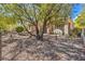 This well maintained backyard is beautifully landscaped with a covered patio, rock features, and lush greenery for outdoor enjoyment at 10314 Premia Pl, Las Vegas, NV 89135