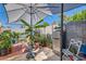 Enclosed patio with tropical plants and furnishings at 1672 Cloister Ave, Henderson, NV 89014