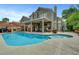 Stunning backyard with a sparkling pool, covered patio, and outdoor kitchen for ultimate relaxation at 2429 Sun Shores Dr, Las Vegas, NV 89128