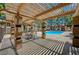 Shaded pergola near a sparkling pool, offering a perfect spot for outdoor dining and relaxation by the water at 2451 N Rainbow Blvd # 2144, Las Vegas, NV 89108